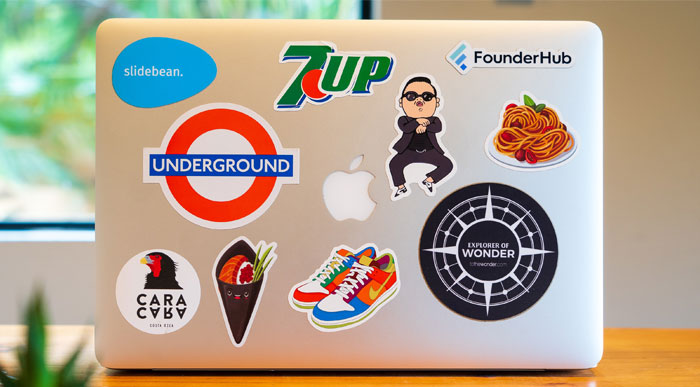Laptop stickers branding