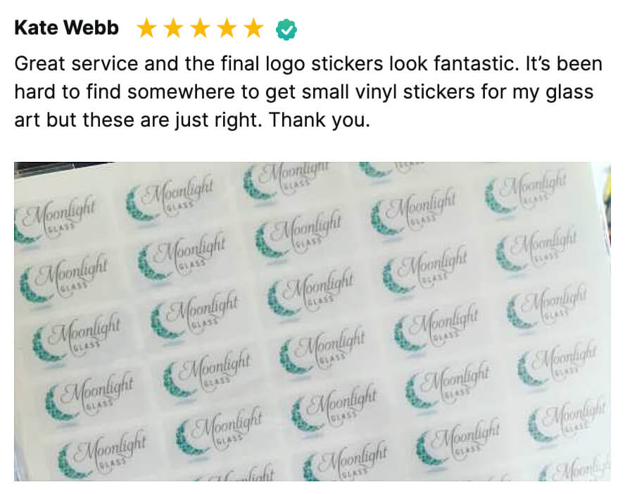 vinyl sticker labels customer 5-star review