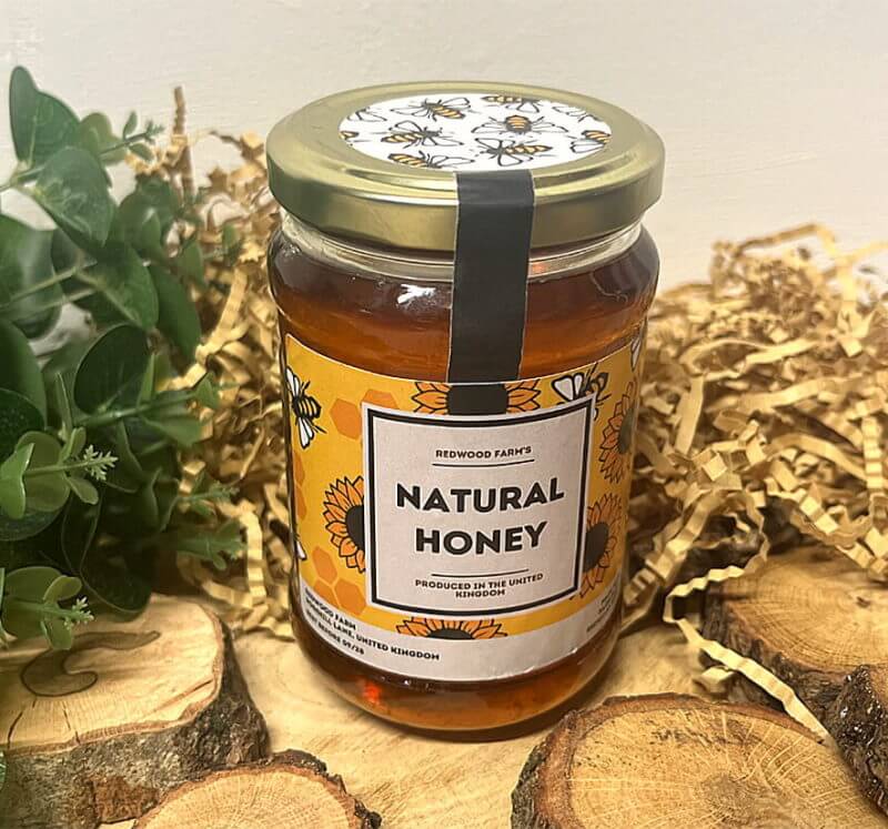 natural honey jar with vinyl labels