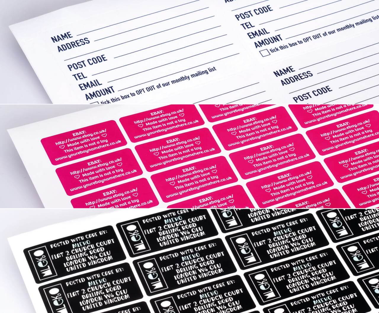 kiss-cut self adhesive address stickers