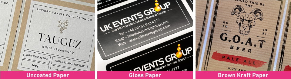uncoated paper, gloss paper & brown-kraft labels